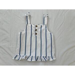 Rachel Zoe girls size 7 blue and white textured ruffle top